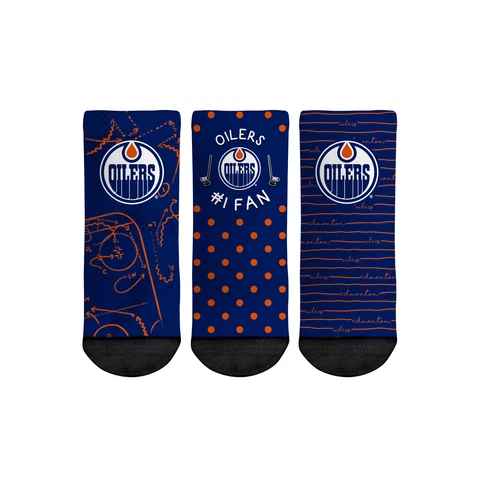 Toddler Rock Em Socks Edmonton Oilers #1 Fan 3-Pack Crew Socks Set Cover