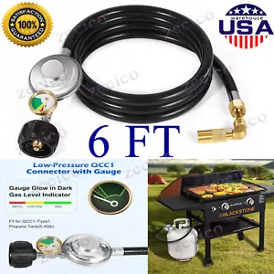 6 Feet Propane Regulator Hose and Elbow Adapter for 17"/22" Blackstone Griddle - Picture 1 of 26