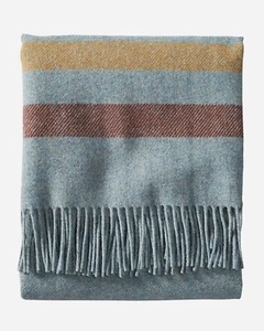 PENDLETON - Eco-Wise Wool - Fringed Throw - Shale Stripe - Washable - Picture 1 of 2