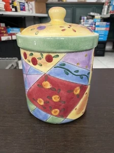 Sango Sweet Shoppe Colorful 9-1/2" Ceramic Cookie Jar Canister w/ Lid Sue Zipkin - Picture 1 of 9