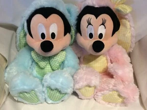 Mickey and Minnie Mouse Plush In Easter Bunny Suits 14" Disney Store - Picture 1 of 11