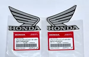 2X Genuine Honda Grey Black Wing Logo Tank Wing 85 MM. Racing Stickers Decals - Picture 1 of 3