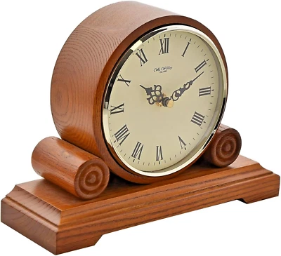 Wm Widdop Mantel Clock Classic Barrel Wood Walnut Finish Roman Numerals W2649W - Image 1 of 4
