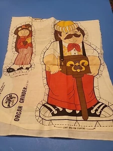 Vintage Lovable Stuffables Printed Doll Fabric for Sewing Organ Grinder & Monkey - Picture 1 of 2