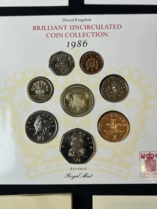 1986 UK Uncirculated Coin Set 8 Coins Year Set United Kingdom BEAUTIFUL!! - Picture 1 of 11