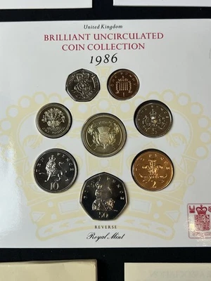 1986 UK Uncirculated Coin Set 8 Coins Year Set United Kingdom BEAUTIFUL!! - Image 1 of 4