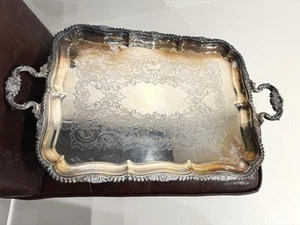 Gorham USA Silverplate vassoio da portata maggiordomi 28” x 17” grande ancoraggio 10 libbre - Foto 1 di 13