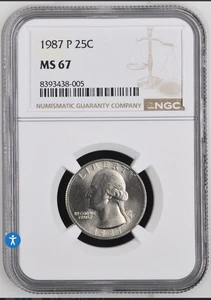 1987 p washington quarter, MS-67 stunning coin only 2 graded higher!! - Picture 1 of 3