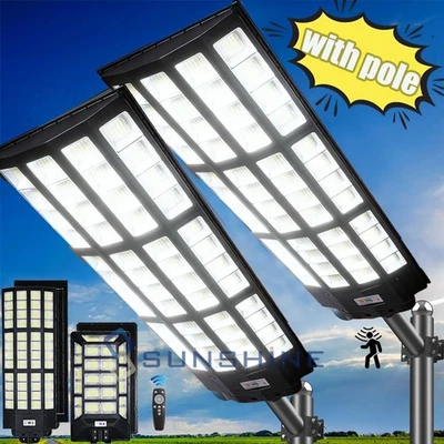99900000lm LED Solar Street Light Security Flood Lamp Motion Sensor Outdoor Wall - Image 1 of 4