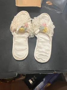 Bride Slippers , White Bridal Wedding Slippers , ESTATE FIND IN PA. - Picture 1 of 6