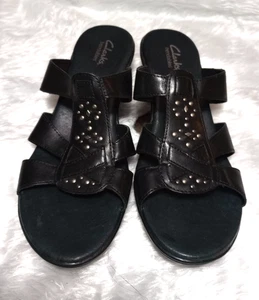 New Clarks Women Allie Mint Bendables BLACK Sandals, Size 8.5M - Picture 1 of 12