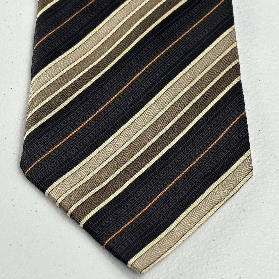 Corbata Croft & Barrow Marrón Azteca Occidental Rayas Tono Tierra Gradiente Seda 60" Foto 1 de 4