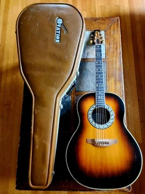 Ovation Balladeer модель 1117 винтажный США акустический w/ohsc 1977 - золотистый - Изображение 1 из 4