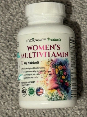Женские поливитамины TODICAMP 37 ключевых питательных веществ 60 растительных капсул срок годности 05/27 новые - Изображение 1 из 2