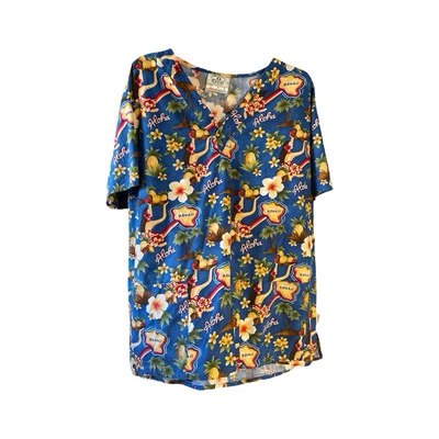 Crest Aloha Hawaii Theme  Medical Scrub Top Extra Large - Image 1 of 4