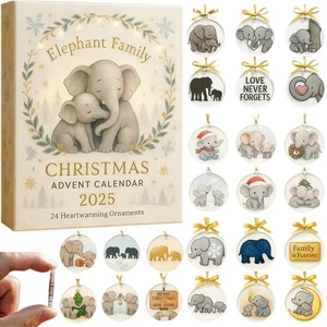 Elephant Family Advent Calendar Blind Box Christmas Tree Decoration Pendant - Picture 1 of 9