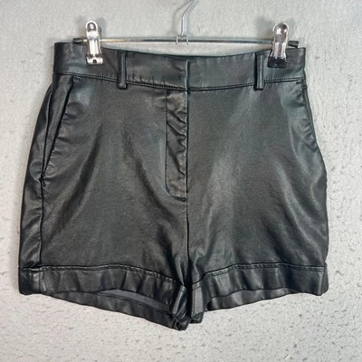 Express Womens Size 2 Shortie Extreme High Rise Faux Leather Shorts Black - Image 1 of 4