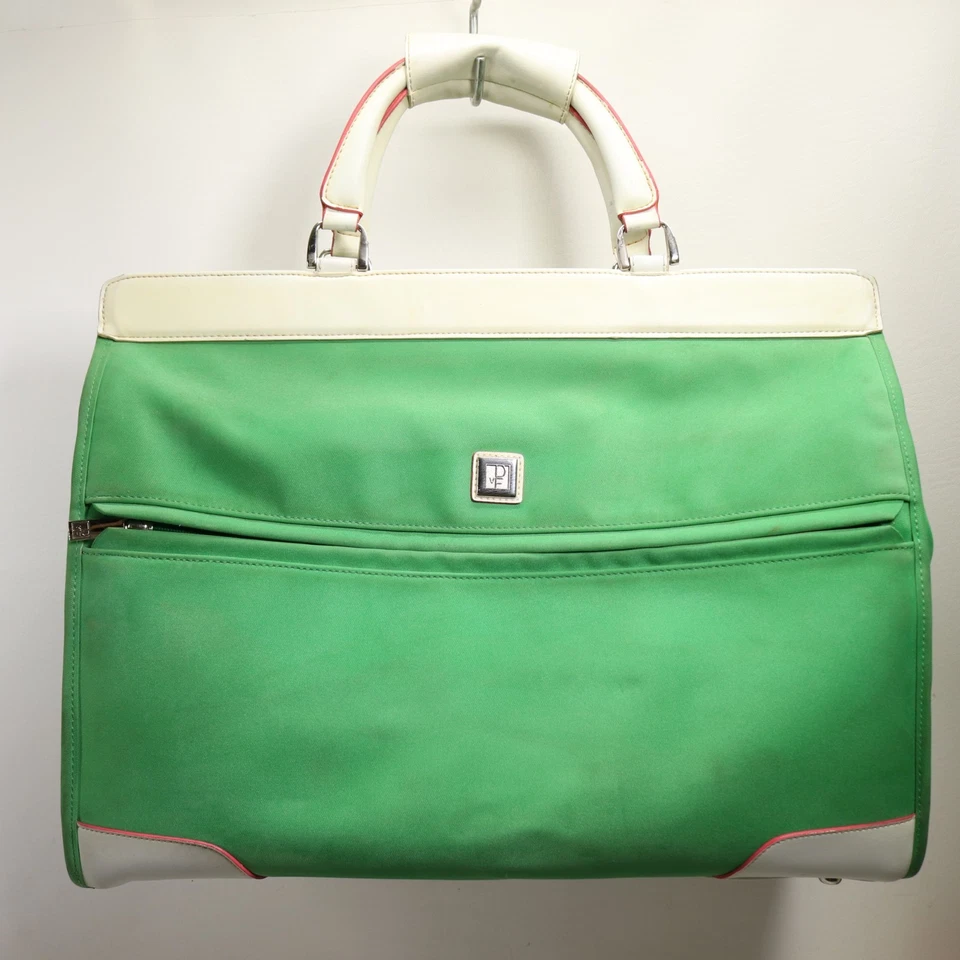Bolso de viaje Diane von Furstenberg Weekender XL verde lona imitación cuero Foto 1 de 4