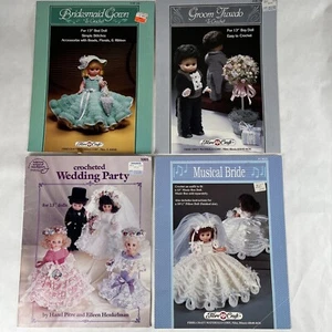 Lot: CROCHET PATTERNS Brides Gown 13" Groom Tuxedo, Wedding Party, Musical Bride - Picture 1 of 6