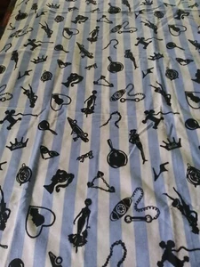 Vintage Barbie Blue & White Stripe Flannel Fabric American Genius 2 Yards 10" - Picture 1 of 10