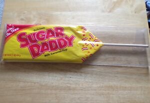Vintage 2004 giant 1 lb Sugar Daddy bar with stick in box. Never Opened