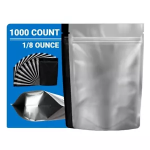 Loud Lock Mylar Bags 1,000 Count - 1/8 Ounce Black/Clear Zip Seal Bags - Picture 1 of 9