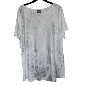 Chico’s Women’s Sz 3(XL) Foil Boat Neck Short Sleeve Knit Top NWT - Picture 1 of 7