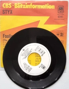 Styx – Fooling Yourself 1977 CBS-Blitzinformation PROMO 7" vinyl record rock - Picture 1 of 13