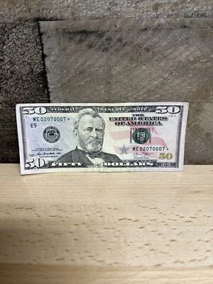 2013 Series $50 Dollar Bill Star Note ME 02070007 - 5 Of A Kind & 007 James Bond - Image 1 of 4