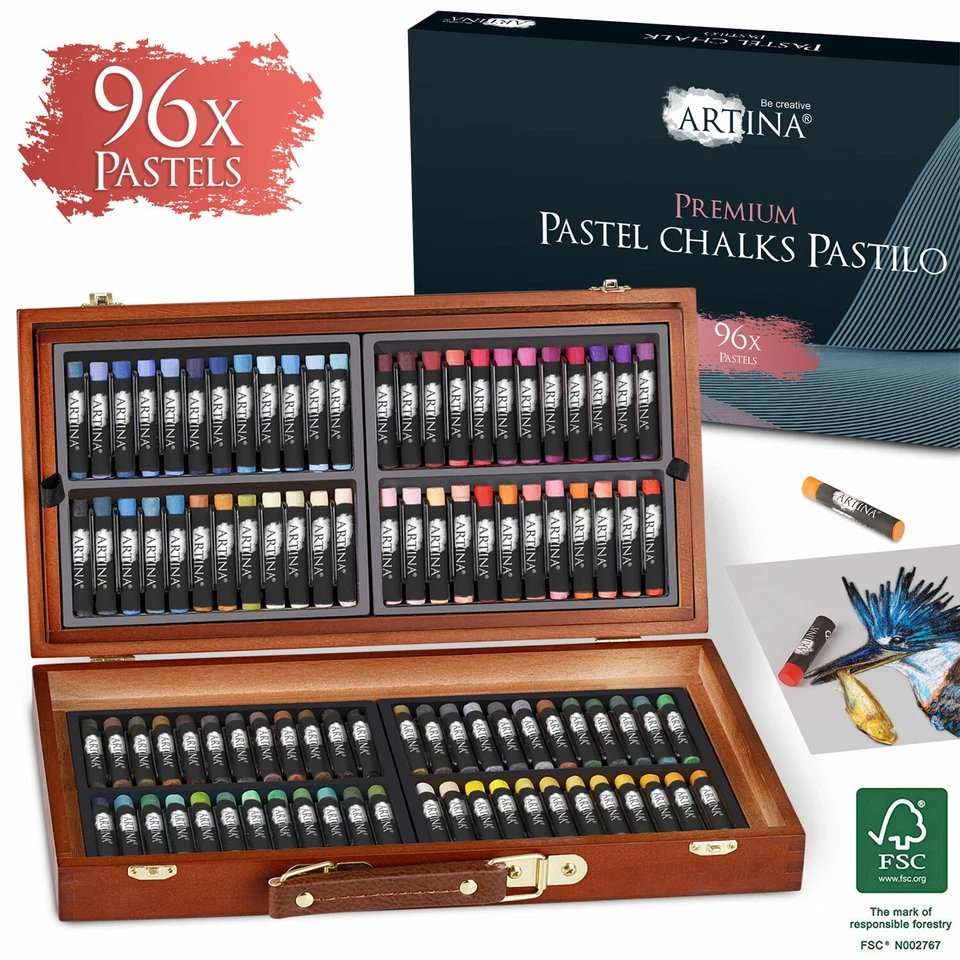 Pastellkreide 96 Stück + Koffer Kreide Pastellfarben Weich Pastellkreide Pastell - Bild 1 von 4