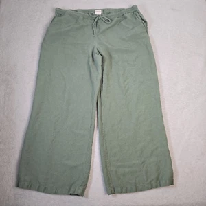 Merona Linen Pants Womens XXL Olive Green Wide Leg Summer Boho Beach Casual - Picture 1 of 10