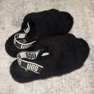 UGG Oh Yeah Slide Slippers with Back Strap Black Sheepskin Size 10 - Picture 1 of 9