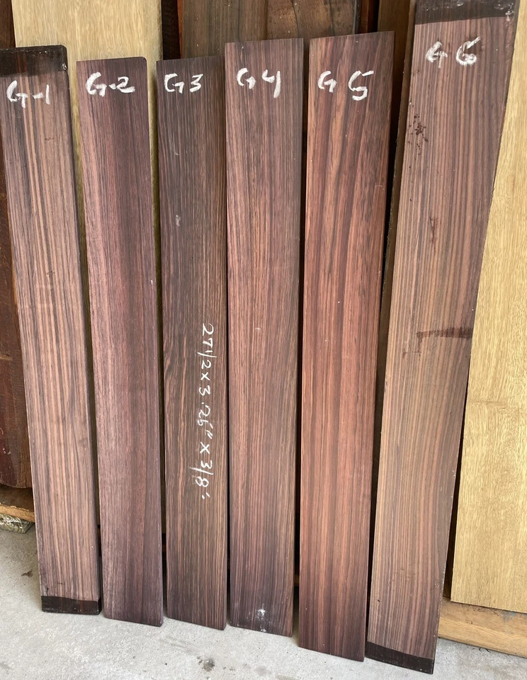 Dalbergia Rosewood Lote 6 Diapasones Bajo 27x3,1/4x3/8 Proyectos Guitarra Foto 1 de 2
