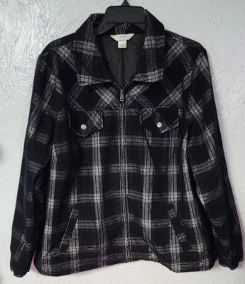 CJ Banks 1X Chaqueta de Pana con Cremallera Negra a Cuadros 100% Algodón Forrada Foto 1 de 4