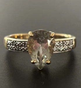 9ct 375 Yellow Gold Diamond and Topaz Ring size N, US 6.75 - Picture 1 of 5