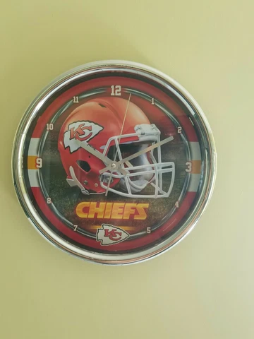 Chrome Round Wall Clock - NFL Kansas City Chiefs Cover