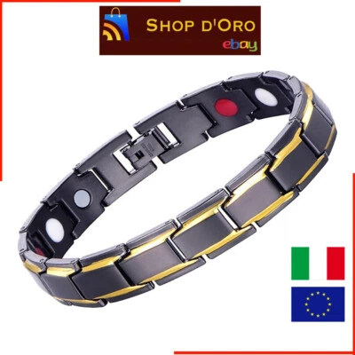 Bracciale Uomo magnetico Titanio Super Forte Terapia Terapeutico Braccialetto - Immagine 1 di 2
