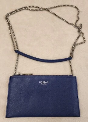 Mini Bolso de Mano Azul Sorial Bandolera, Muñequera, Forro con Estampado de Guepardo Foto 1 de 4