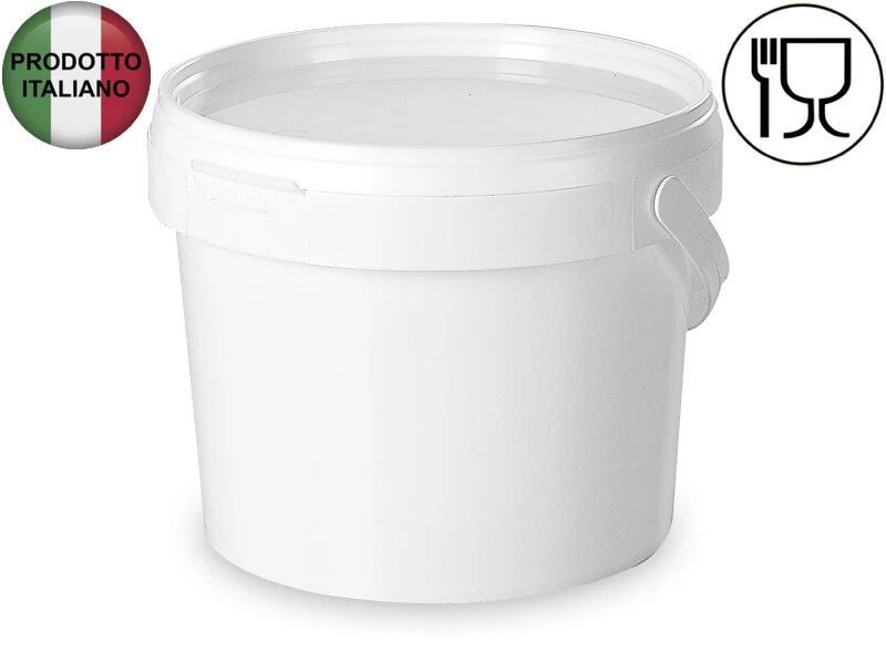 Secchio per Alimenti Vaso Plastica vuoto 5 Lt BIANCO CON COPERCHIO UNIVERSALE - Immagine 1 di 1