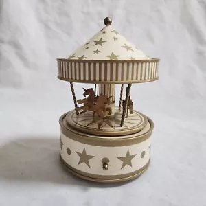 OTAGIRI Unicorn Carousel Music Box San Francisco Impossible Dream Gold Star ASIS - Picture 1 of 12