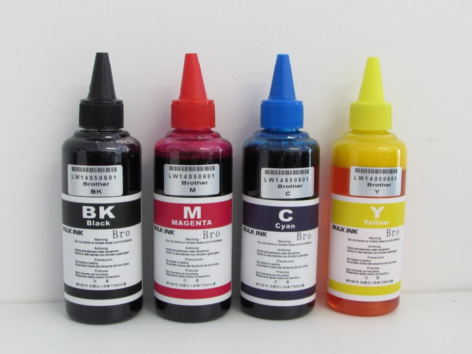 INKWORLD Inchiostro per Cartucce Stampante Brother 1 x 100 ml nero e 3 x 100 ml colore