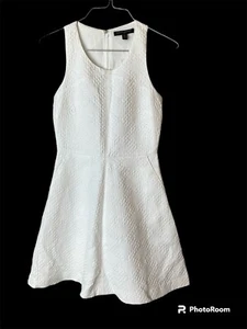 Banana Republic Dress Women’s Size 0 Petite White Jacquard Fit and Flare - Picture 1 of 8
