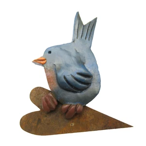 Broche de madera tallada artesanal Blue Bird firmado resina Garton - Imagen 1 de 3