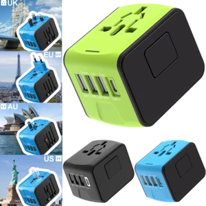 Universal Travel Adaptor 4 USB Ports Multi-plug Type C Fast Charger Plug Adapter - Picture 1 of 32
