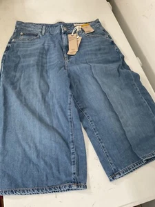 Nuovissima culotte denim cropped colore indaco chiaro taglia 14 LUNGA - Foto 1 di 16