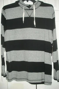 Mens Hooded  Shirt  Size XL Roebuck & Co Black/ Gray - Picture 1 of 2