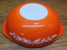 Pyrex Holiday Mixing Bowl 204 Holiday Pine Needles2Quart Red/Orange HTF Vintage