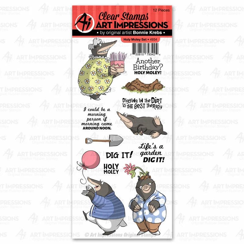 Funny Birthday Mole Clear Unmounted Rubber Stamp Set Art Impressions 4934