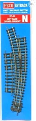 Peco N ~ New 2025 ~ Left Hand Curved Turnout Insulfrog Code 80 ~ Setrack ST-45 - Image 1 of 3