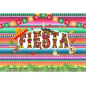 Fiesta 5 FT x 7 FT Fondo Multicolor Photo Booth Fondo Vinilo colgante - Imagen 1 de 4